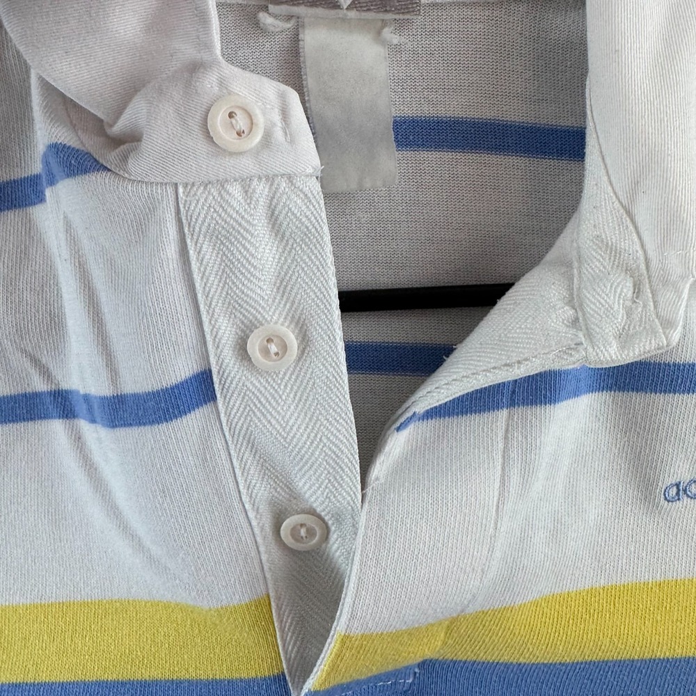 Vintage Adidas Rugby Shirt Mens Medium Cotton Long Sleeve Polo 90s Y2K - Picture 7 of 16